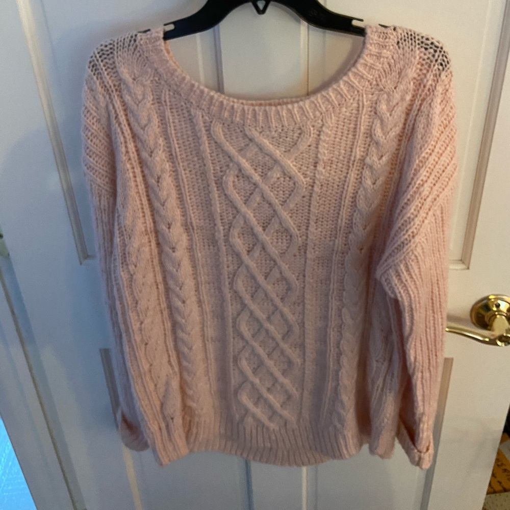 Barely worn light pink cable knit sweater